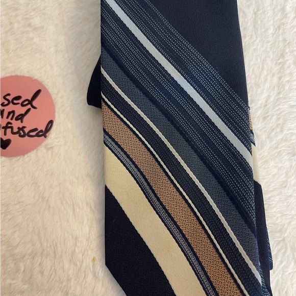 Classic Striped Navy and Brown Tie - Picture 2 of 6